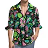 Herren lässige Hemden Dschungel Tropical Print Hemd Vogel des Paradieses Langarm gedruckt ästhetische Blusen Frühling Mode übergroß