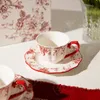 Mokken retro bloemen patronen Patronen Koffie beker Set European Style Tea Cups Sets Middag Huishoudelijk Keramische watermok Melkplaat 230818