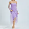 Vestidos casuais fadas malha de lantejoulas de aniversário roxo vestido chique chique em ombros de ombros de manga longa princesa buft estética grunge noite