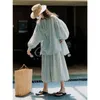 Work Dresses Summer Striped Matching Sets Cotton Loose Women Shirts Skirts Two Piece Outfits Pullover Tops Lantern Sleeve Thin Casual