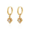 Boucles d'oreilles créoles en acier inoxydable Zircon pierre cercle délicat mode bijoux ronds cadeaux pour les femmes