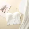 Camisetas sin mangas para mujer, chaleco sin rastro francés, Tops cortos sexis para mujer, sujetador integrado con tirantes finos, Bralette sin aros para mujer, corsé, Top, camisola, lencería