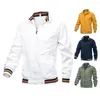 Hommes vestes hommes couleur unie coupe-vent décontracté sport manteau avec col montant fermeture éclair patte poches latérales pour printemps automne deux