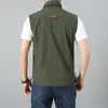 Men's Vests Autumn Thin Vest Jacket Men Outdoor Casual Clothes Lightweight Short Sleeve Stand Collar Male Trekking Coat Traveling