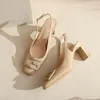 Chaussures habillées 2023 été marque Design femmes sandales luxe or boucle souple en cuir PU talons hauts dames décontracté Sexy élégant mariage