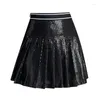 Rokken dames chique glitter pailletten een lijn geplooide mini rok dame zomers streetwear bling hoge taille zwart kort