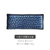 Plates Japanese And Korean Cuisine Blue Ceramic Embossal Square Plate Western Steak Tray Rectangular Sushi