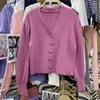 Women's Knits Korejepo Loose Knit Cardigan Top Korean 2023 Early Autumn Thin V-neck Coats Temperament Solid Color Romantic Women