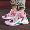 2023 Nya kvinnor Mens High Top Basketball Shoes Bekväma modesneakers Youth Pink Black Purple Casual Sports Trainers Storlek 35-45