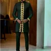 Survêtements pour hommes Costumes élégants africains pour hommes Manches longues Broderie KaftanTop Et Pantalon 2 pièces Ensemble De Luxe Complet Homme Vêtements De Mariage