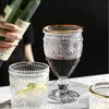 Wine Glasses 1 Piece 350ml European Style Clear Goblet Water Glass Machine Pressed Goblets Embossed Vintage Cup With Gold Rim 230818