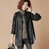 Women's Leather Medium And Long Jacket Autumn Winter 2023 Loose Pu Baseball Lady's Coats