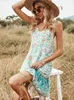 Ukrywanie fitshinling bohemian floral sukienka plażowa pareo letnia sundress bez rękawów.