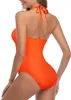 Swimwear Women Sexy Telut One Piece Swimingsuits Control Tummy Halter Halter Halter Front Tie Knot Weeing Addaying