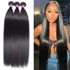 Pacotes de cabelo lisos brasileiros de 8-32 polegadas 3/4 peças helavões retos Pacacos de cabelo humano 10a Remy Extensões de cabelo humano para mulheres negras