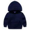 Herfst Kids Kleding Nieuwe hoodies Kinderlijtage Solid Color Hooded Sweater voor jongens en meisjes lange mouw hoodie top jas