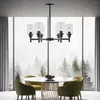 Chandeliers American Modern Round Iron Art LED Chandelier Nickel And Black Home Decoration Bedroom Living Room Kitchen Table Pendant Lamp