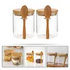 Storage Bottles 2 Pcs Glass Food Containers Pantry Tea Jar Lid Round Jars Airtight Cereal