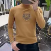 Men's Sweater 2023 Autumn New High Collar Men's Long Sleeve T-shirt with Plush Bottom Sweater Fashion Printed Men's Sweater