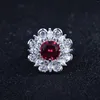 Cluster Rings Luxurious Large Color Jewellery Wholesale Distribution Imitation Natural Non-fired Ruby Plated 18K White Gold Open Ring