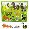 Mini Montessori Wooden 3D Puzzles Hand Grab Boards Cartoon Animaux Jigsaw pour bébé