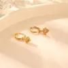 Boucles d'oreilles créoles en acier inoxydable Zircon pierre cercle délicat mode bijoux ronds cadeaux pour les femmes