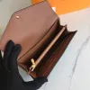 Portefeuilles de créateurs Enveloppe de luxe Sac à main Hommes Femmes Embrayage en cuir Highs Qualité Fleur Lettre Porte-monnaie Porte-cartes à carreaux Boîte d'origine Sac à poussière