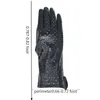 Five Fingers Gloves spring and autumn models ladies wrist fashion patent leather punching gloves sheepskin black 2 230818