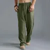 Calças masculinas Primavera Summer Men da calça casual Casual Combine a pintura de cor sólida linho de algodão Loose Trouser Fashion Yoga Troushers Roupas