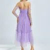 Vestidos casuais fadas malha de lantejoulas de aniversário roxo vestido chique chique em ombros de ombros de manga longa princesa buft estética grunge noite