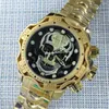 Armbandsur Hollow Skull Dial Silver Creative Unfeated Men Watch Luxury Gold Invicto Design Waterproof Relogio Masculino