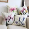 Pillow Multiple Colors Transparent Flowers Floral Pattern Linen Cotton Throw Case Rural Style Home Sofa Decorative Cover