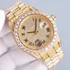 Yellow Gold Full Diamonds Mens Watch V6 Classic Luxury Watches ETA 2836 Automatisk 28800VPH SAPPHIRE Crystal Waterproof