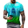 Herren-T-Shirts Sommer T-Shirt Lustige Bienen 3D-Druckhemd Street Persönlichkeit O-Neck kurzärmelig Hip-Hop Insekt hochwertige Kleidung