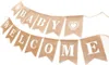 Bem -vindo a bandeira de bandeira de estamenha de Baby Burlap Banner para chá de bebê para chá de bebê Baby Welcome Photo Baby Prop Gênero Revelação 1224580