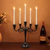 Dekorative Objekte Figuren Black Metal Candelabra mit 5 Waffen Candlestick Gothic Kerzenhalter für Wohnhäuser Hochzeit Weihnachtskirche Party 230818