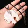 Pendant Necklaces 1PC Natural Shell Cute Elephant Mother Of Pearl Necklace For Women Charms Leather Rope Gift 52x57mm