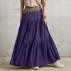 Skirts Autumn Summer Long Vintage Women's Ruffle Skiing Spring Solid Loose Elastic Waist Extra Large Bottom