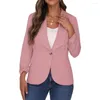 Women garnits kobiet Coat Chic Professional Business Single Button Długie rękawy w połowie długości do pracy w biurze formalny kolor stały kolor