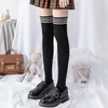 Women Socks Sexy Medias Black White Striped Long Over Knee Thigh High The Stockings Ladies Girls