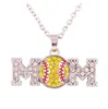 Titanium Sport Accessories Coach Gift Antique Sliver Plated Multi-Color Style Rhinestone Crystal Baseball MOM Pendent