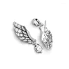 Stud Earrings Authentic 925 Sterling Silver Dangling Angel Wing For Women Clear CZ Ear Brincos Original Jewelry Wholesale