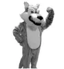 2024 chaud loup gris mascotte costumes de mascotte Halloween dessin animé adulte taille longue peluche loup Aniaml fantaisie robe de soirée déguisement vente directe d'usine