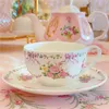 Tazze di tazza vintage tazza di caffè piatto delicata prua viola stampato in porcellana in porcellana pomeridiana tazza da tè tazza da dessert tazza 230818