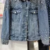 Giacche da donna Vintage Diamonds Blue Short Jeans Jacket Spring Women Wash Latting Single Preim Denim Casual Casual Basic Coat 230818