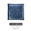 Plates Japanese And Korean Cuisine Blue Ceramic Embossal Square Plate Western Steak Tray Rectangular Sushi