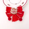 Hårtillbehör Headwear Plush Ball Tassel Bell Tiger Girl Chinese Style Clip Year Hairpin Red Bangs