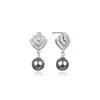 Orecchini per borchie autentiche 925 Sterling Silver Pearl Earring Fashion Fashion For Women Girl Wedding Party Gioielli regalo