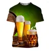 Camisetas masculinas de verão masculino hip hop engraçado t-shirt tendência de moda alternativa cerveja estampa de manga curta de manga curta redonda de tamanho grande qualidade