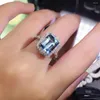 Cluster Rings ZYH Jewellery Solid 18K White Gold Nature 3.93ct Blue Aquamarine Gemstones For Women Fine Jewelry Presents